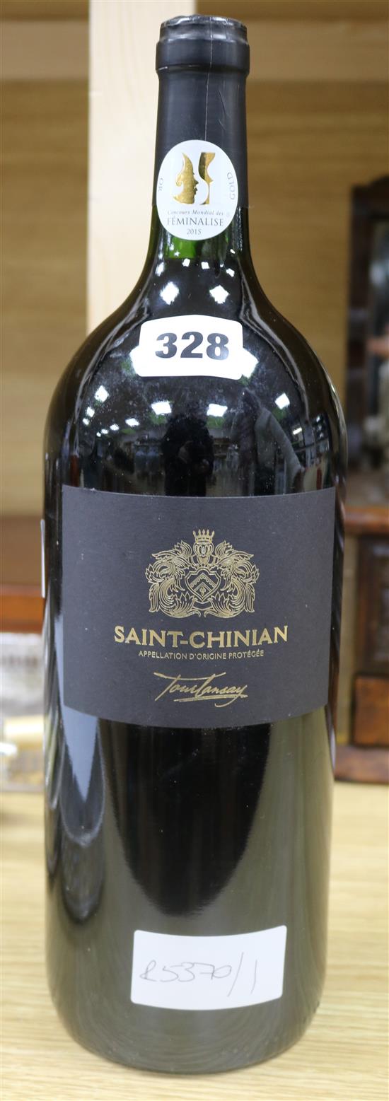 A magnum of Saint-Chinian red wine